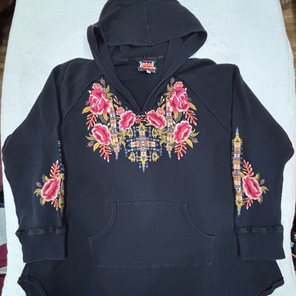 Johnny Was Black Knit with Floral Detail